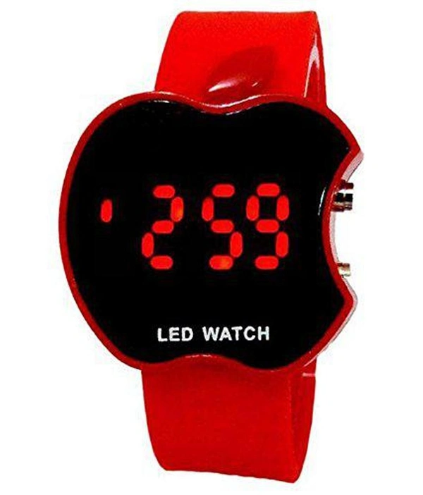 MVS Digital LED Apple Shape /Style Watches For Boys & Girls - Red, Free