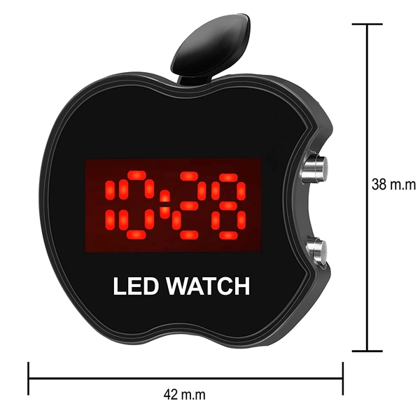 MVS Digital LED Apple Shape /Style Watches For Boys & Girls - Red, Free