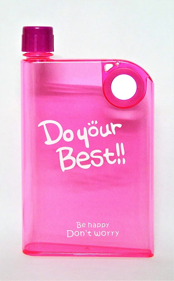 MVS DO YOUR BEST Water Bottle Sport Outdoors Notebook Creative Plastic A5 Memo 380 ml Bottle-Pink - Pink, Free