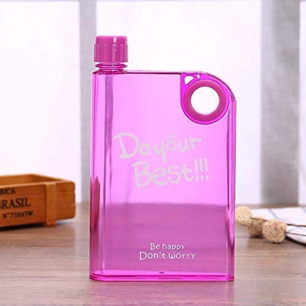 MVS DO YOUR BEST Water Bottle Sport Outdoors Notebook Creative Plastic A5 Memo 380 ml Bottle-Pink - Pink, Free