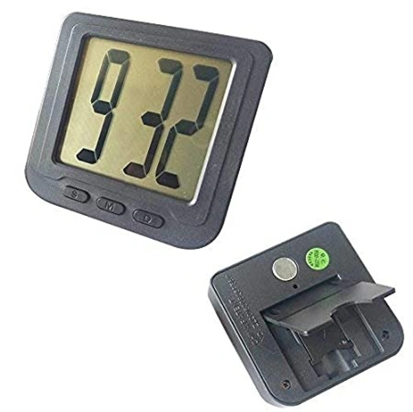 Digital Magnet LED Date And Time Clock With Flexible Back Stand (Black) | For Home Office | Desk | Car Dashboard | Fridge - Black
