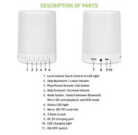 MVS Wireless Speaker With Smart Touch Function 5 W Bluetooth Speaker/ Touch Lamp. - White, Standard