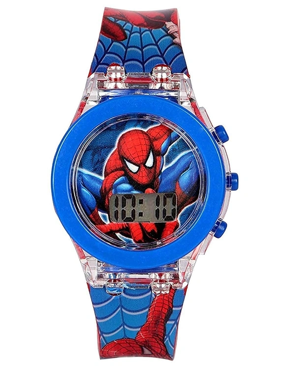 MVS Classic Glowing Watch With 7 Colors Fleshing Lights-Spiderman - Red(Spiderman), Free
