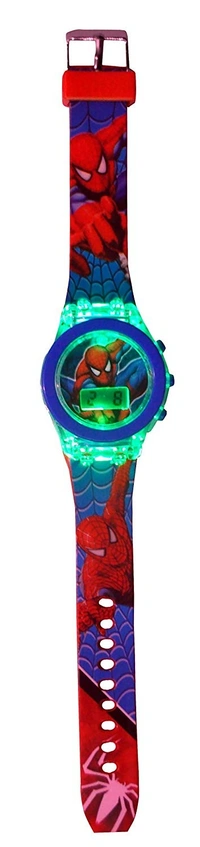 MVS Classic Glowing Watch With 7 Colors Fleshing Lights-Spiderman - Red(Spiderman), Free