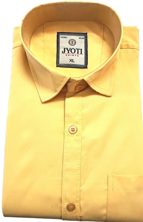MVS Men's Cotton Blend | Regular Fit | Solid Plain Colors | Formal Shirt | Full Sleeve - Yellow, M