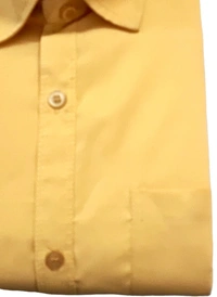 MVS Men's Cotton Blend | Regular Fit | Solid Plain Colors | Formal Shirt | Full Sleeve - Yellow, M