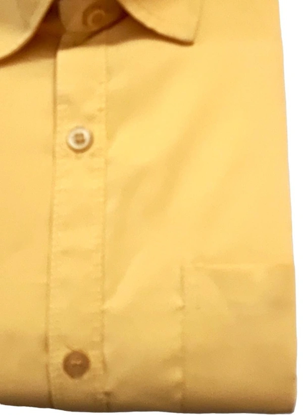 MVS Men's Cotton Blend | Regular Fit | Solid Plain Colors | Formal Shirt | Full Sleeve - Yellow, M