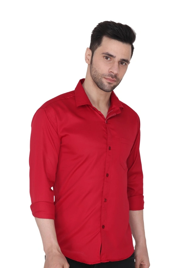 MVS Men's Cotton Blend | Regular Fit | Solid Plain Colors | Formal Shirt | Full Sleeve - Maroon, XL