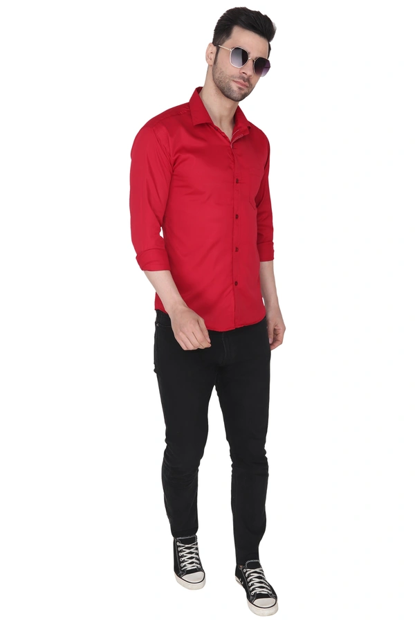 MVS Men's Cotton Blend | Regular Fit | Solid Plain Colors | Formal Shirt | Full Sleeve - Maroon, L