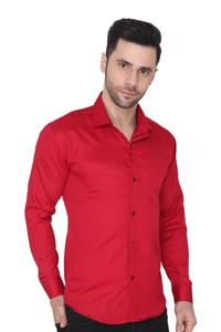 MVS Men's Cotton Blend | Regular Fit | Solid Plain Colors | Formal Shirt | Full Sleeve - Maroon, XL