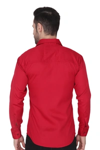 MVS Men's Cotton Blend | Regular Fit | Solid Plain Colors | Formal Shirt | Full Sleeve - Maroon, XL