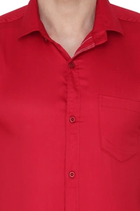 MVS Men's Cotton Blend | Regular Fit | Solid Plain Colors | Formal Shirt | Full Sleeve - Maroon, M
