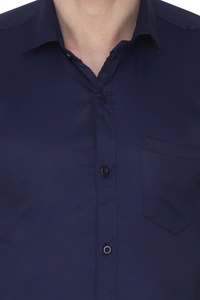 MVS Men's Cotton Blend | Regular Fit | Solid Plain Colors | Formal Shirt | Full Sleeve - Blue, XL