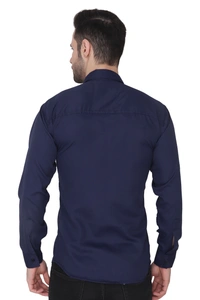 MVS Men's Cotton Blend | Regular Fit | Solid Plain Colors | Formal Shirt | Full Sleeve - Blue, M