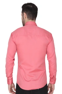 MVS Men's Cotton Blend | Regular Fit | Solid Plain Colors | Formal Shirt | Full Sleeve - Pink, L