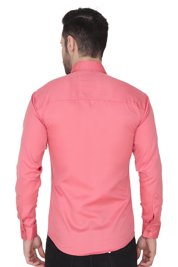 MVS Men's Cotton Blend | Regular Fit | Solid Plain Colors | Formal Shirt | Full Sleeve - Pink, L