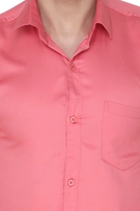 MVS Men's Cotton Blend | Regular Fit | Solid Plain Colors | Formal Shirt | Full Sleeve - Pink, L