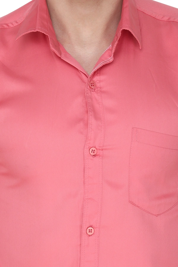 MVS Men's Cotton Blend | Regular Fit | Solid Plain Colors | Formal Shirt | Full Sleeve - Pink, L