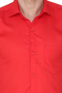 MVS Men's Cotton Blend | Regular Fit | Solid Plain Colors | Formal Shirt | Full Sleeve - Red, XL