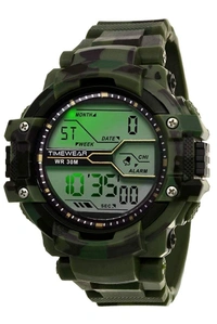 MVS LED Digital Army Sports Light , Shock Resistant With Free Apple Shape Dial Digital Watch - Green