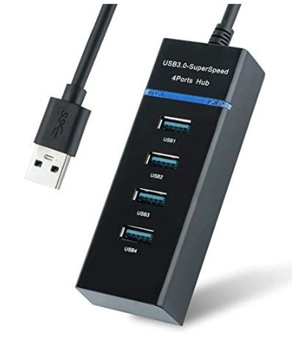 4 Slot USB Hub Compatible With Mouse, Keyboards, Laptops, Printers - Black, Free