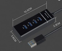 4 Slot USB Hub Compatible With Mouse, Keyboards, Laptops, Printers - Black, Free