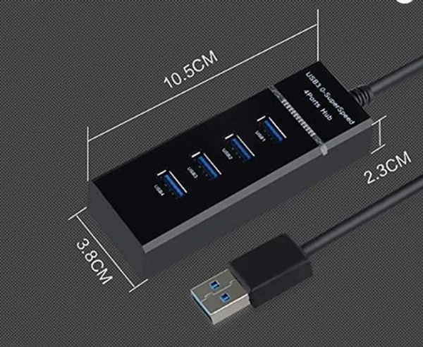 4 Slot USB Hub Compatible With Mouse, Keyboards, Laptops, Printers - Black, Free