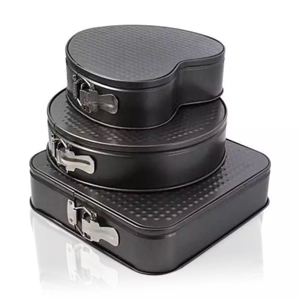 2126 Cake Mould Pan Set Baking Tray Removable Cake Mould Black (3 Pack)
