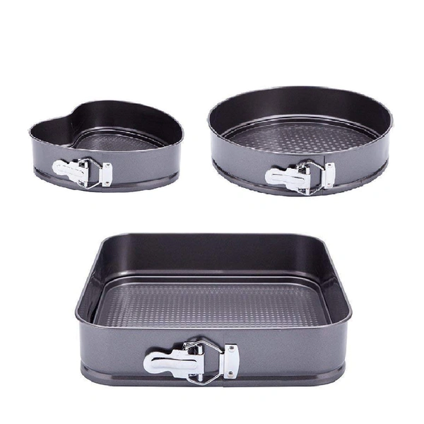 2126 Cake Mould Pan Set Baking Tray Removable Cake Mould Black (3 Pack)