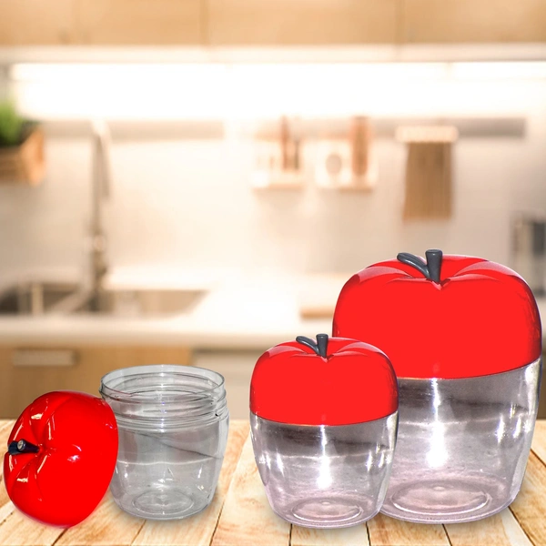 2275 Apple Shape Plastic Container 3-Pcs Set (1500ml,800ml,500ml)