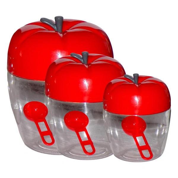 2275 Apple Shape Plastic Container 3-Pcs Set (1500ml,800ml,500ml)