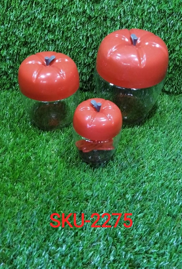2275 Apple Shape Plastic Container 3-Pcs Set (1500ml,800ml,500ml)