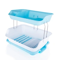 2291 Dish Drainer Rack 2 Layer Drying Rack with Water Removing Tray Sink (Multicolour)