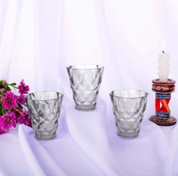 2342 Heavy unbreakable Stylish Diamond look fully Transparent Plastic Glasses Set 260ml (6pcs)