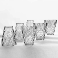 2342 Heavy unbreakable Stylish Diamond look fully Transparent Plastic Glasses Set 260ml (6pcs)