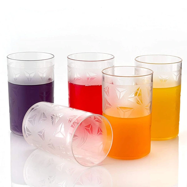 2347 Unbreakable Plastic Diamond Design Drinking Glass (Pack of 6) (Brown Box Pack)