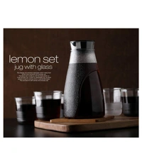 2358 Plastic Transparent Unbreakable Lemon Juice Jug Set and 6 pcs Glass