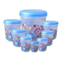 2448 Air Tight Plastic Transparent Container Set (10000ml, 7000ml, 5000ml, 3000ml, 2000ml, 1000ml, 750ml, 500ml)