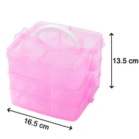 2644 3-Tier 18 Sections Transparent Stackable Adjustable Compartment Slot Plastic Craft Storage Box