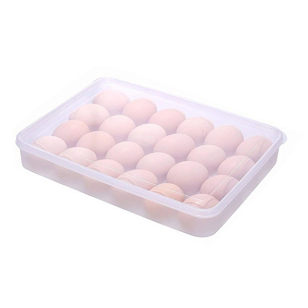 2645 24 Grids Plastic Egg Box Container Holder Tray for Fridge with Lid for 2 Dozen Egg Tray