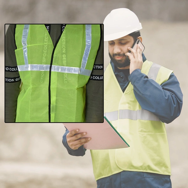 7437 Green Safety Jacket For Having protection against accidents usually in construction area s.