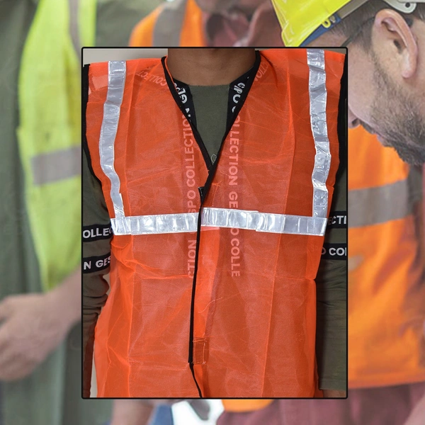 7438 Orange Safety Jacket For Having protection against accidents usually in construction area s.