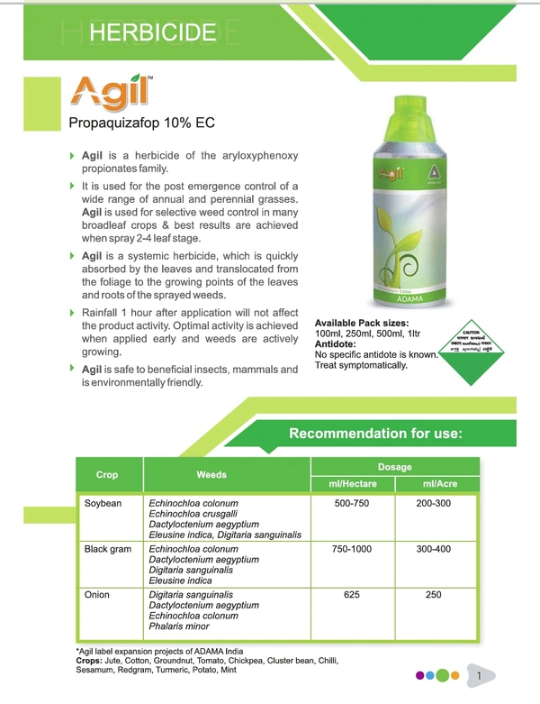 Adama Agil Herbicide (Propaquizafop 10% EC) - 500ml
