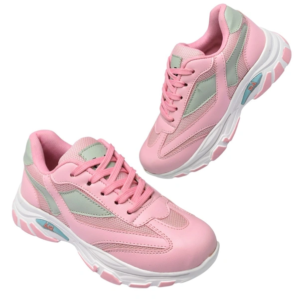 Stepee Womens White Sole Casual Walking Sneakers Shoes - Pink