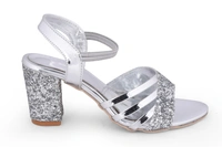 Stepee Silver 2 inch heel fancy party wear sandal 6 Pair set - Silver