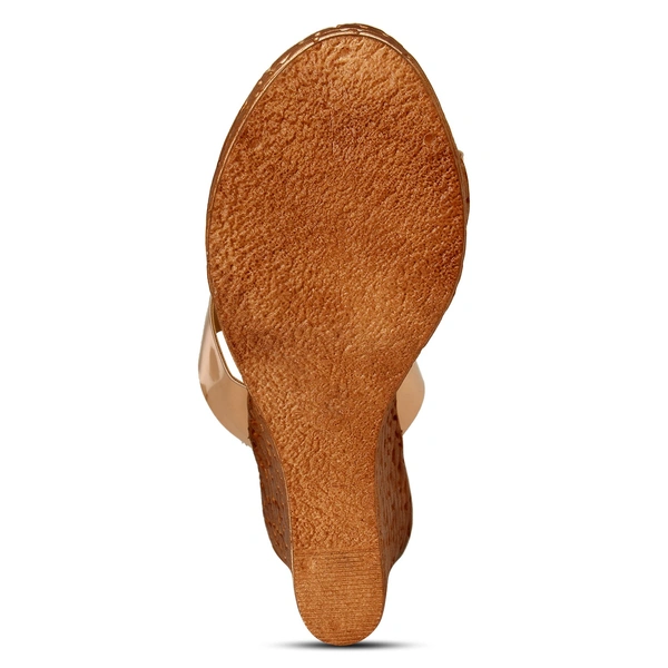 Stepee Platform weges Rose gold slipper for women - 6 Pair set - Golden Sand