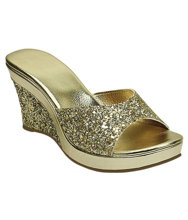 Stepee Golden Fancy Platform wedges gola Slipper- 6 Pair set - Golden