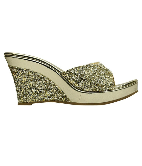 Stepee Golden Fancy Platform wedges gola Slipper- 6 Pair set - Golden