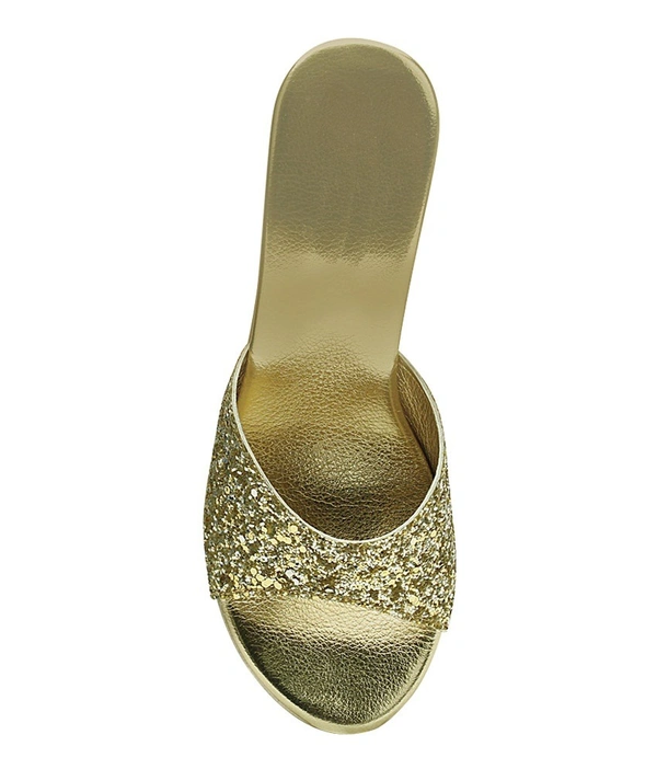 Stepee Golden Fancy Platform wedges gola Slipper- 6 Pair set - Golden