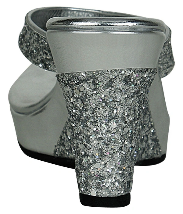 Stepee Silver Fancy Platform wedges gola Slipper- 6 Pair set - Silver